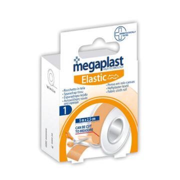 MEGAPLAST Elastic - Αυτοκόλλητη ταινία από ύφασμα (5m x 2.50cm) - 1τμχ - premiermed.gr