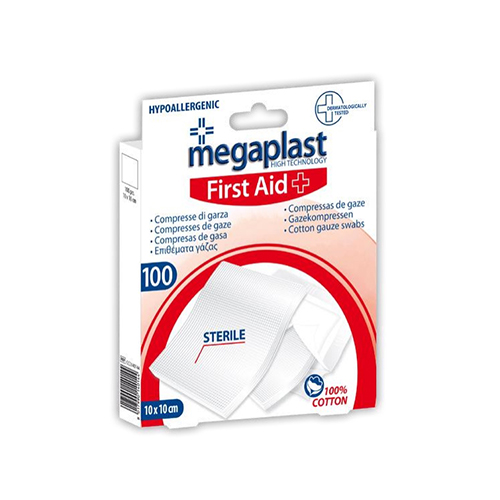 MEGAPLAST First Aid - Επιθέματα γάζας (10x10cm) - 100τμχ - premiermed.gr